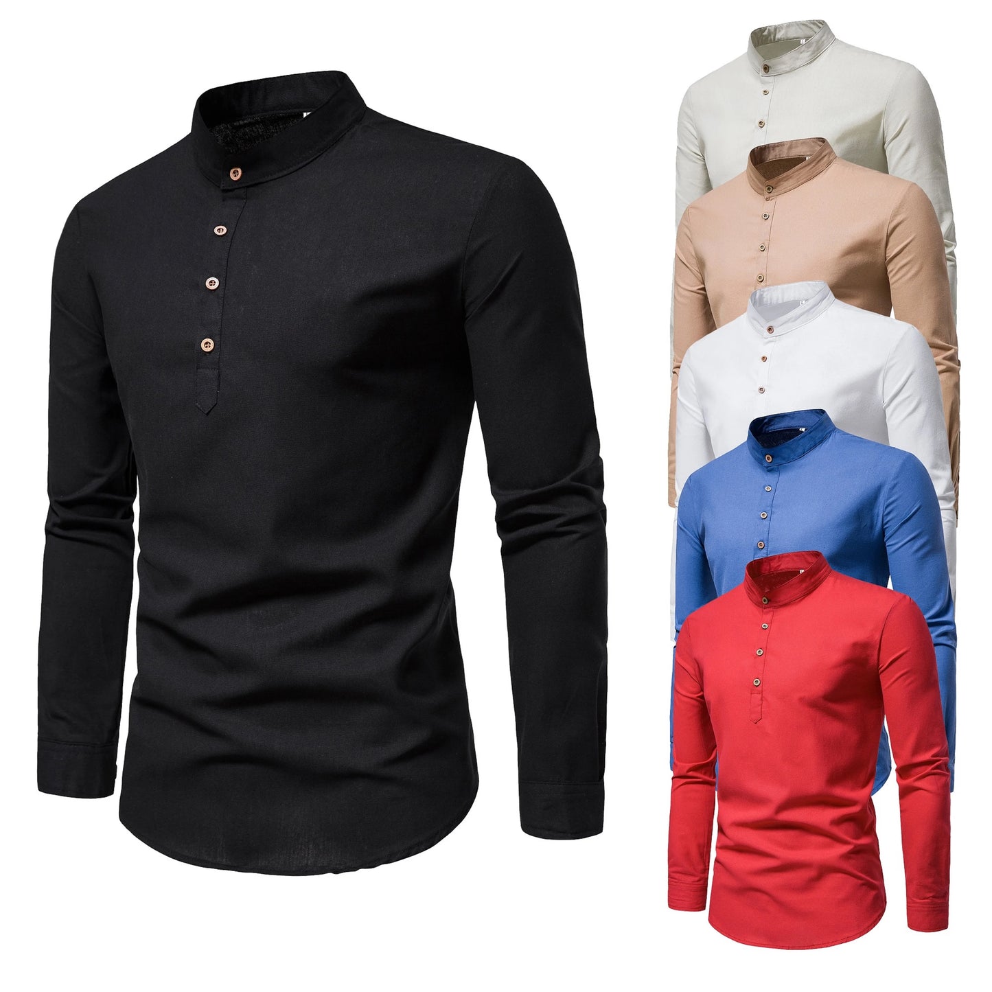 Men's Stand-Up Collar Cotton Shirt