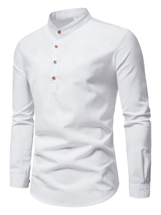 Men's Stand-Up Collar Cotton Shirt