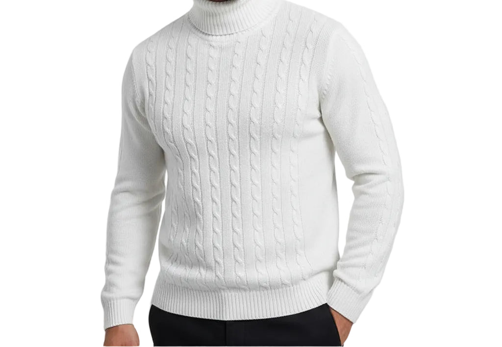 Men's Weave Design Polyester Turtleneck