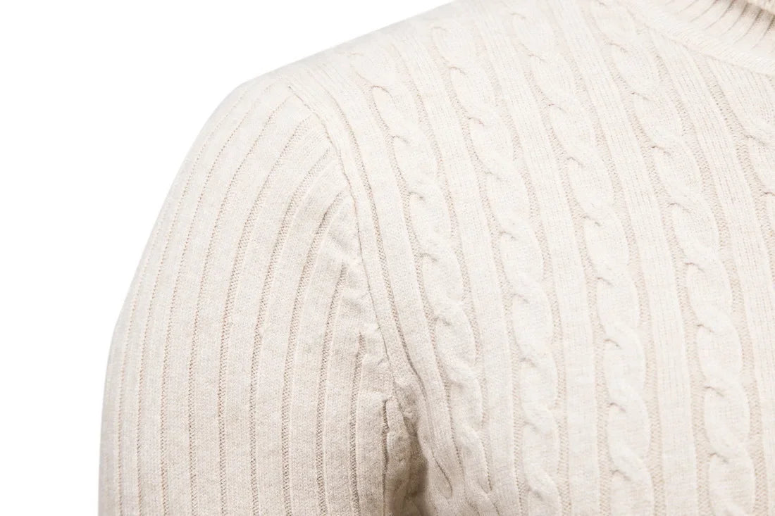 Men's Weave Design Polyester Turtleneck