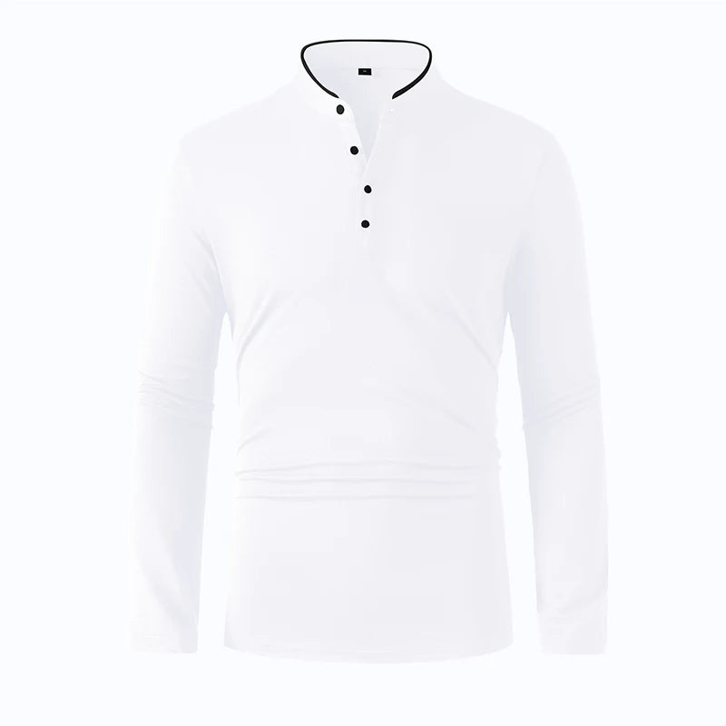 Men's Stand-Up Collar Polyester Shirt