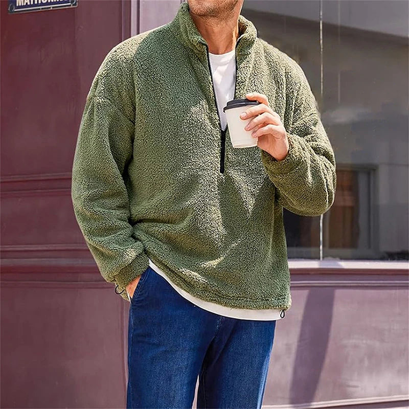 Men's Fleece Quarter Zip Sherpa Wool Sweatshirt