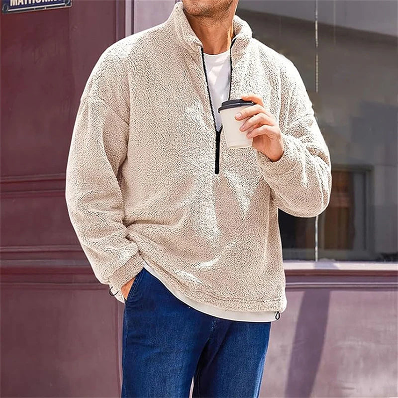 Men's Fleece Quarter Zip Sherpa Wool Sweatshirt