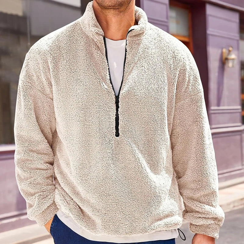 Men's Fleece Quarter Zip Sherpa Wool Sweatshirt
