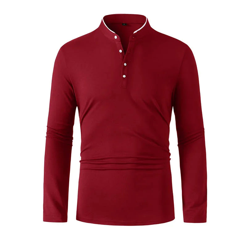 Men's Stand-Up Collar Polyester Shirt