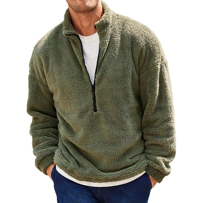 Men's Fleece Quarter Zip Sherpa Wool Sweatshirt