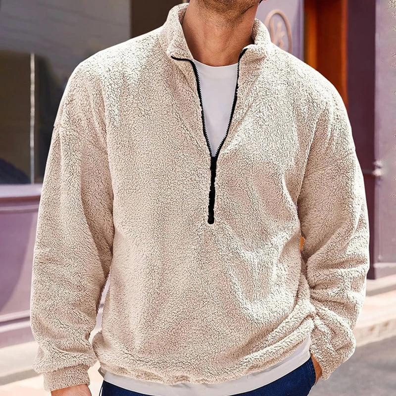 Men's Fleece Quarter Zip Sherpa Wool Sweatshirt