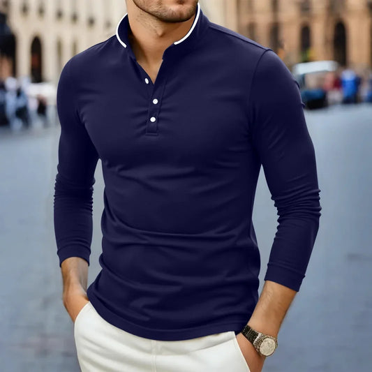 Men's Stand-Up Collar Polyester Shirt