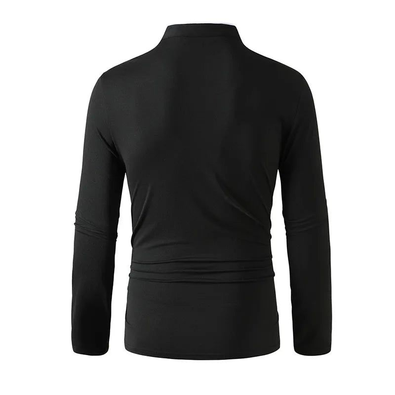 Men's Stand-Up Collar Polyester Shirt