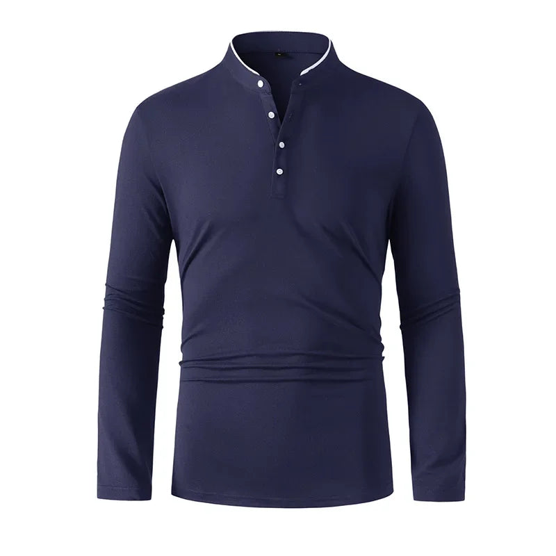 Men's Stand-Up Collar Polyester Shirt