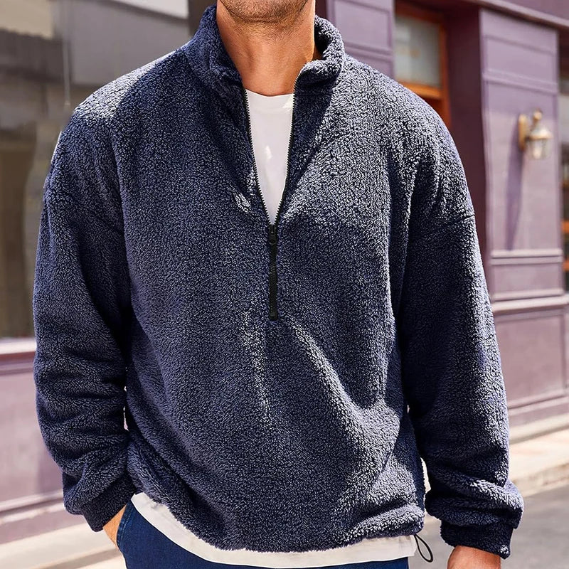 Men's Fleece Quarter Zip Sherpa Wool Sweatshirt
