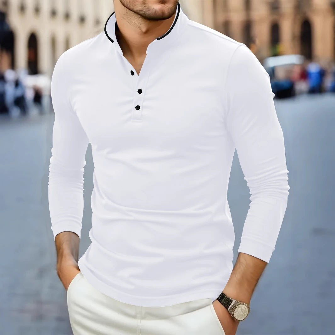 Men's Stand-Up Collar Polyester Shirt