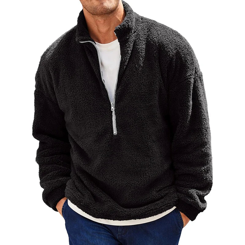 Men's Fleece Quarter Zip Sherpa Wool Sweatshirt