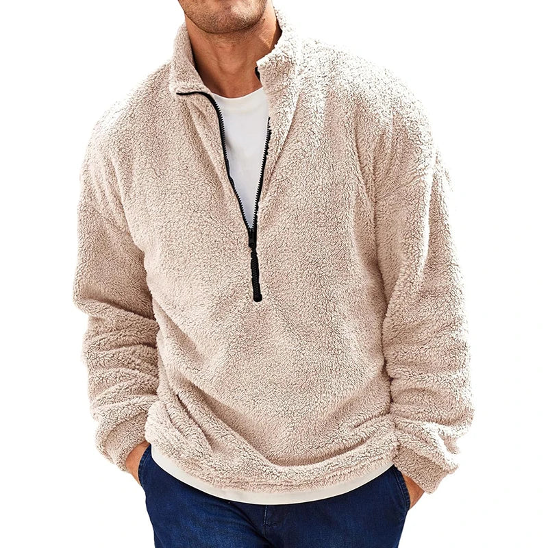 Men's Fleece Quarter Zip Sherpa Wool Sweatshirt
