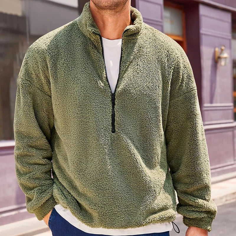 Men's Fleece Quarter Zip Sherpa Wool Sweatshirt