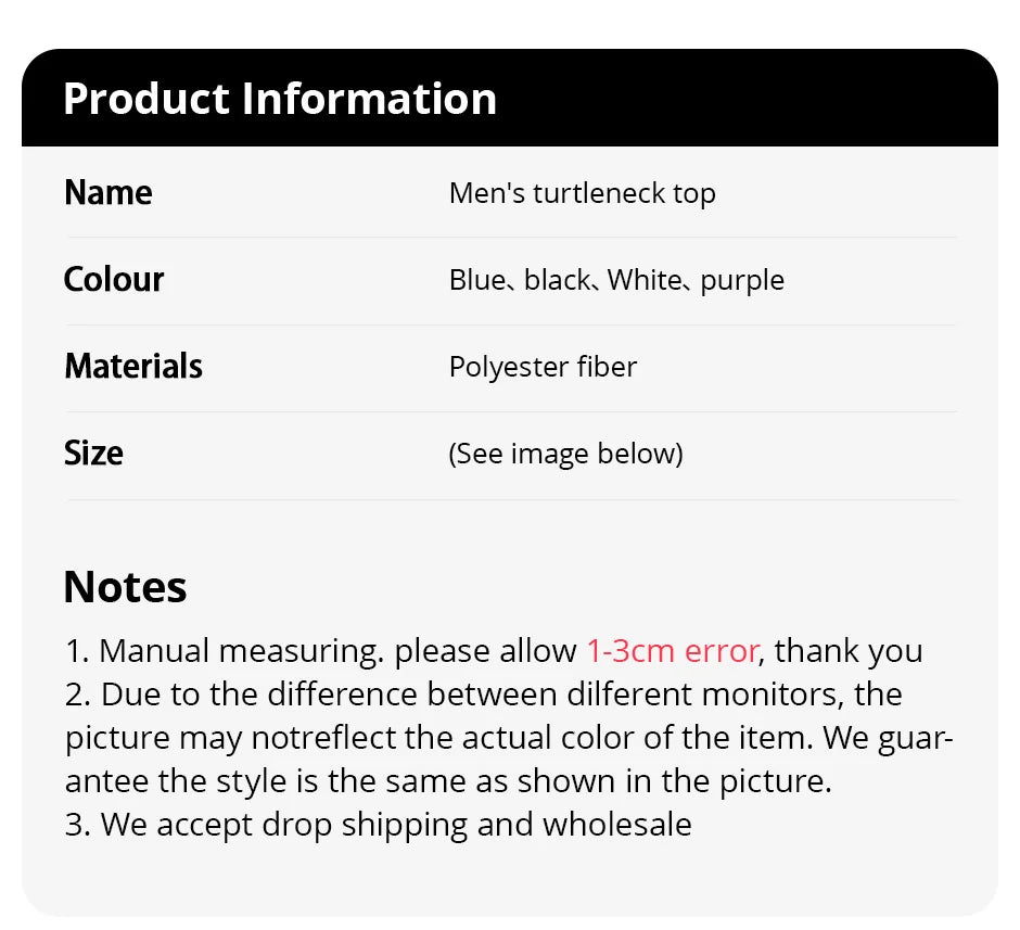 Men's Polyester Turtleneck