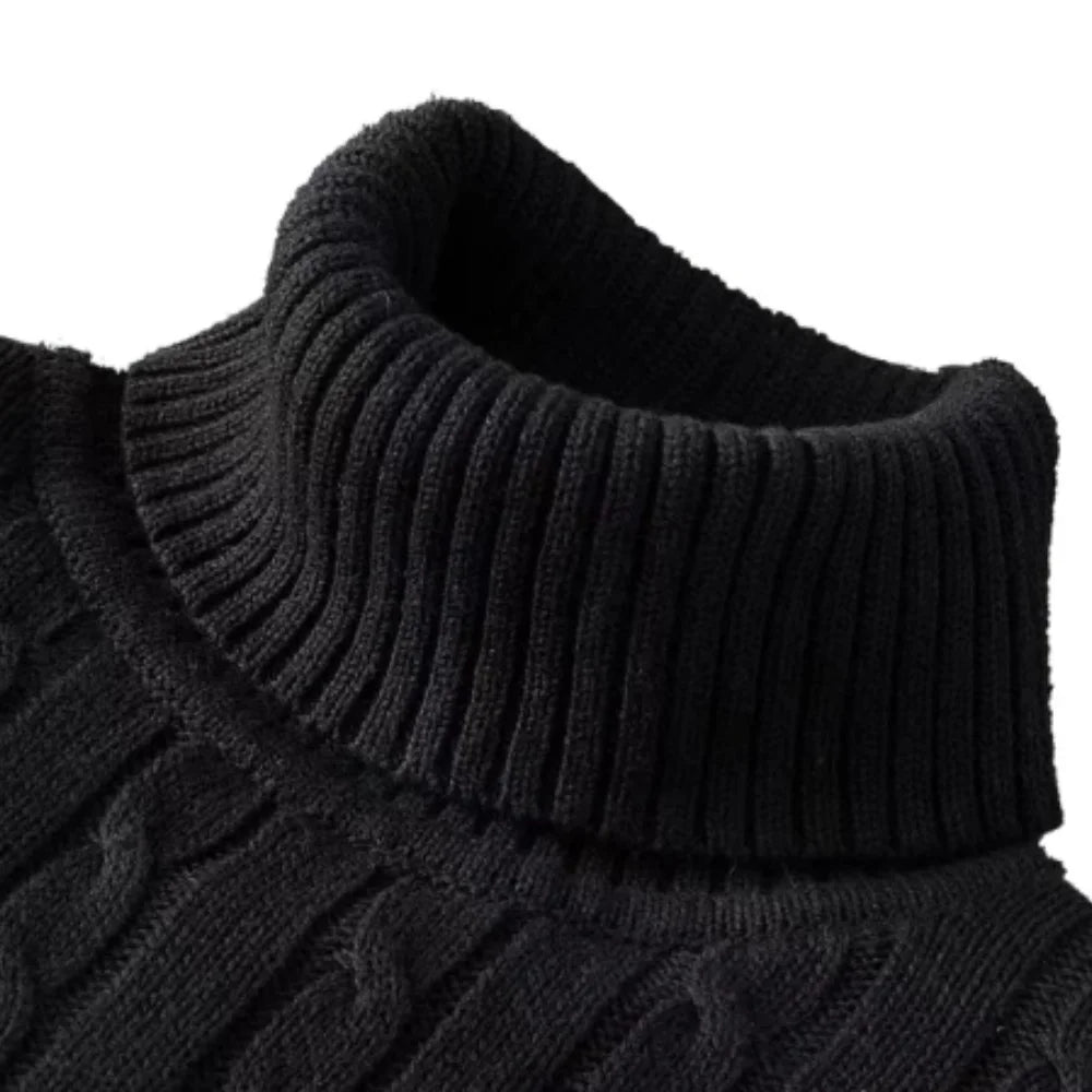 Men's Weave Design Polyester Turtleneck
