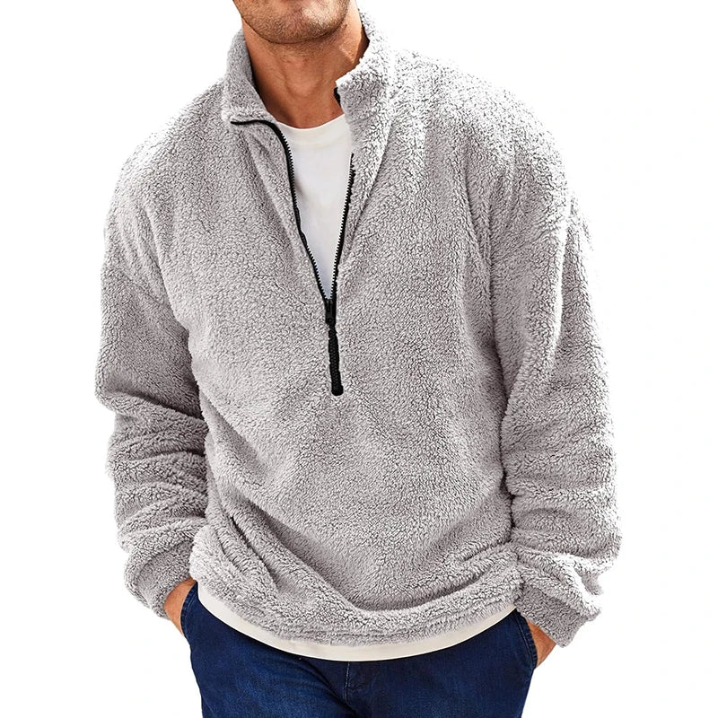 Men's Fleece Quarter Zip Sherpa Wool Sweatshirt