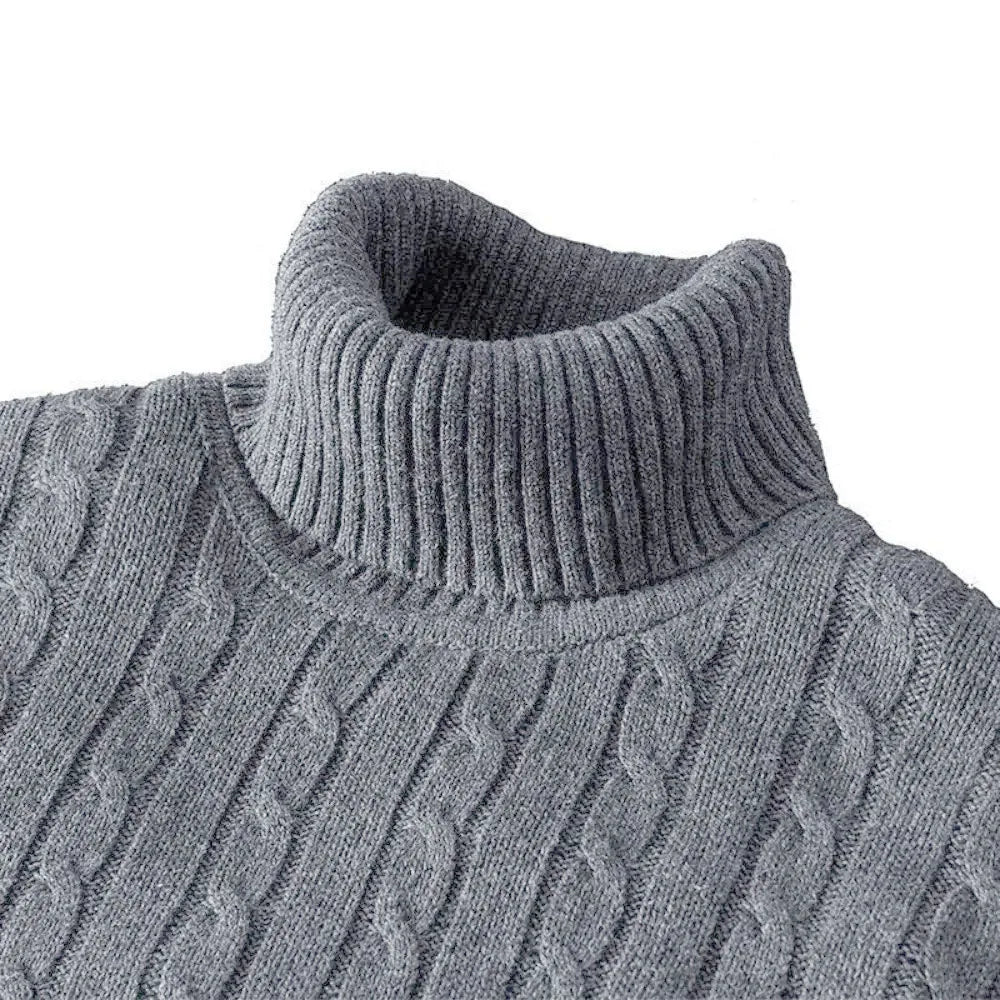 Men's Weave Design Polyester Turtleneck