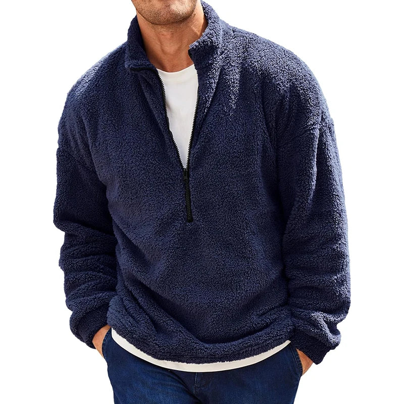 Men's Fleece Quarter Zip Sherpa Wool Sweatshirt